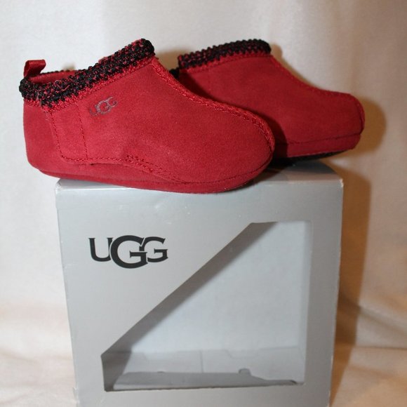 NIB UGG TASMAN RED SUEDE SHEARLING INFANT BOOTS BOOTIES - Picture 2 of 6